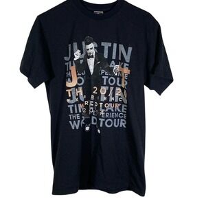 Justin Timberlake Black band tee 2014 World Tour Shirt mens size medium unisex